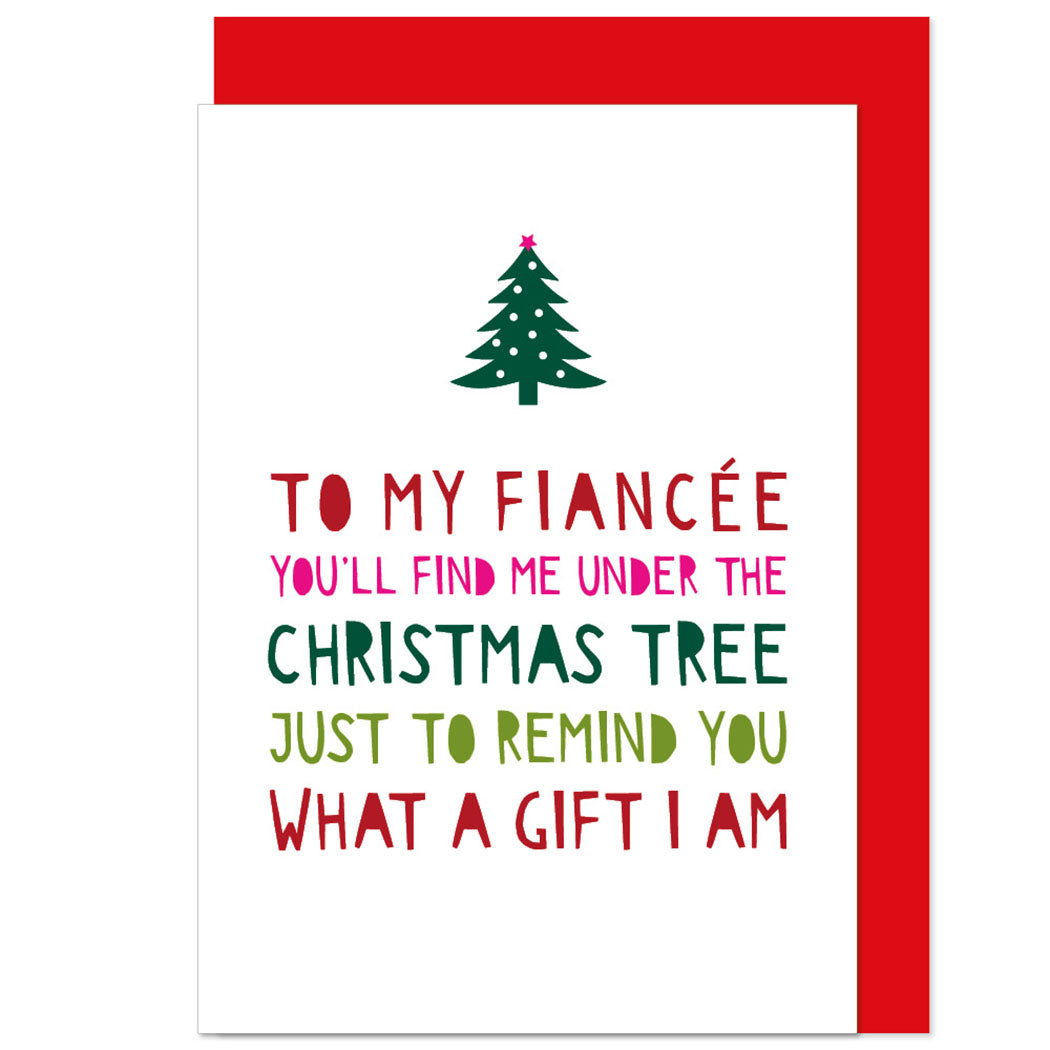 Fiancée Under The Tree Funny Christmas Card